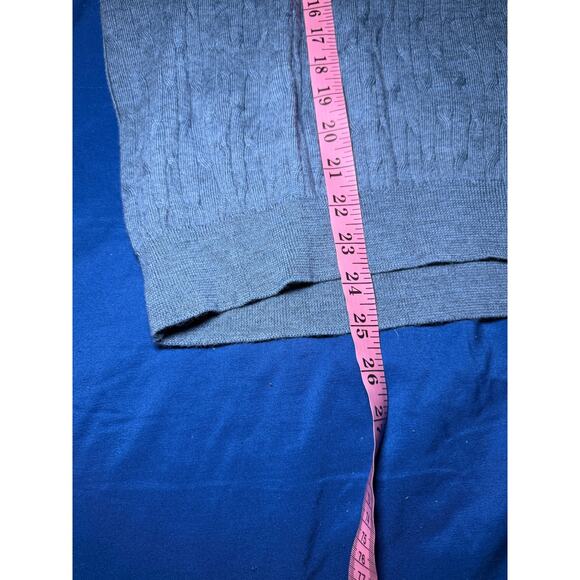 Joseph & Lyman henley merino wool blue sweater mens medium preppy quiet luxury - Picture 6 of 7